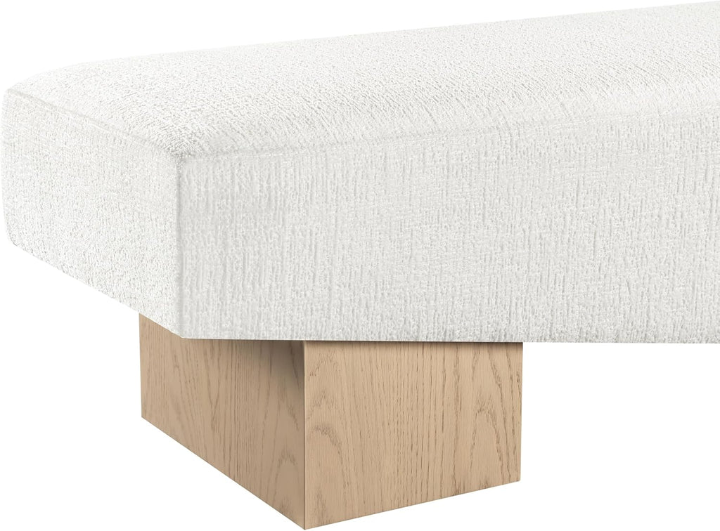 Meridian Furniture Alora Cream Polyester Fabric Bench