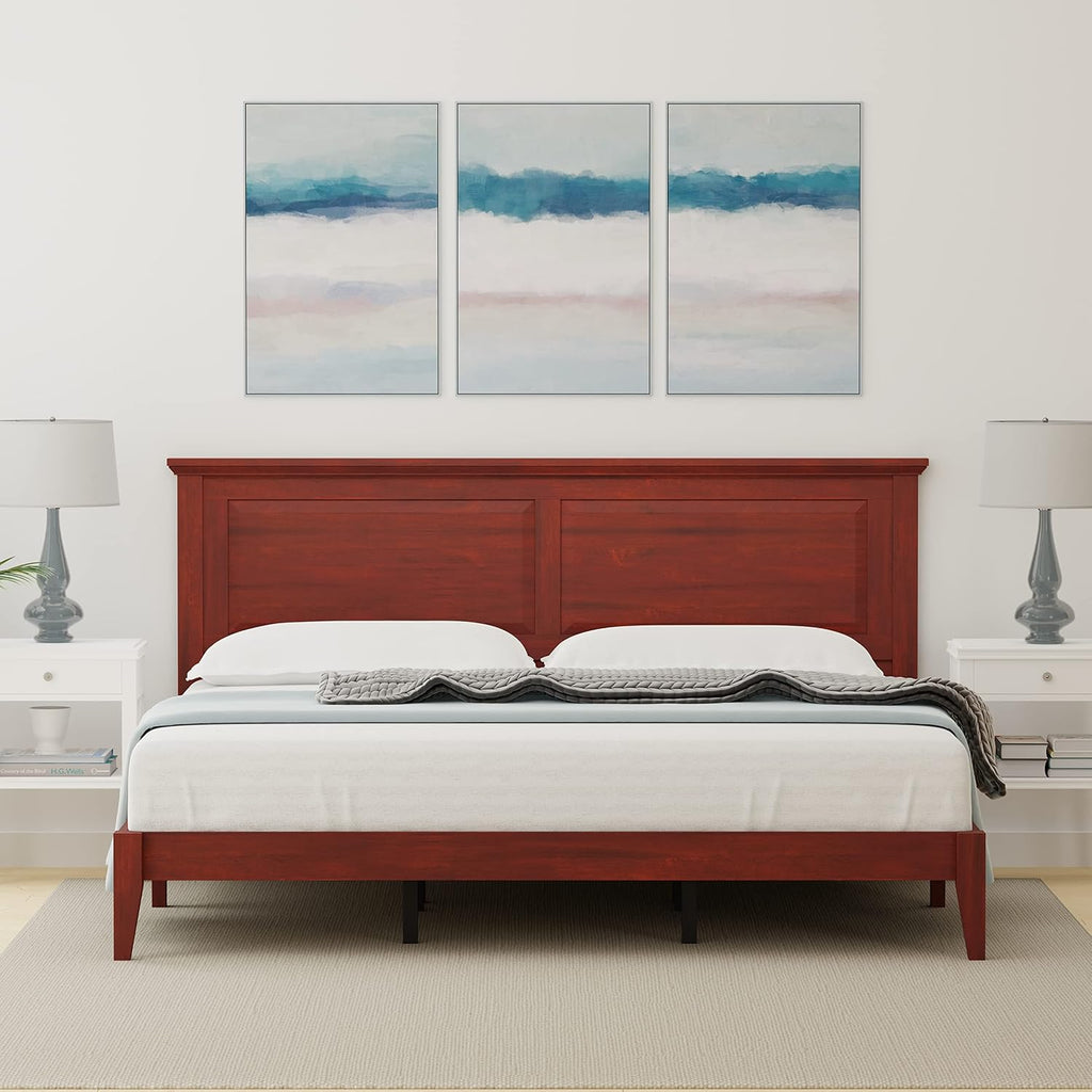 Glenwillow Home Cottage Style Solid Wood Platform Bed in King - Classic Cherry