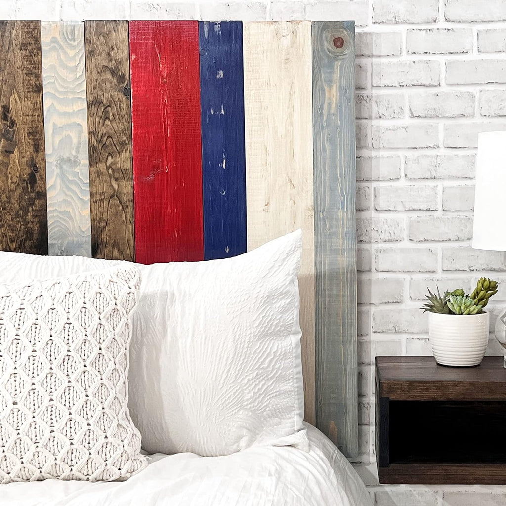 Barn Walls Solid Wood Headboard Handcrafted Americana Mix Floating Panels Wall Mount Adjustable Height Twin