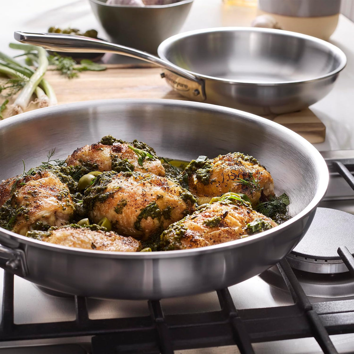 Demeyere Essential 5-ply 2-pc Stainless Steel Fry Pan Set, 8' and 11', Compatible on all Stovetops, Made in Belgium