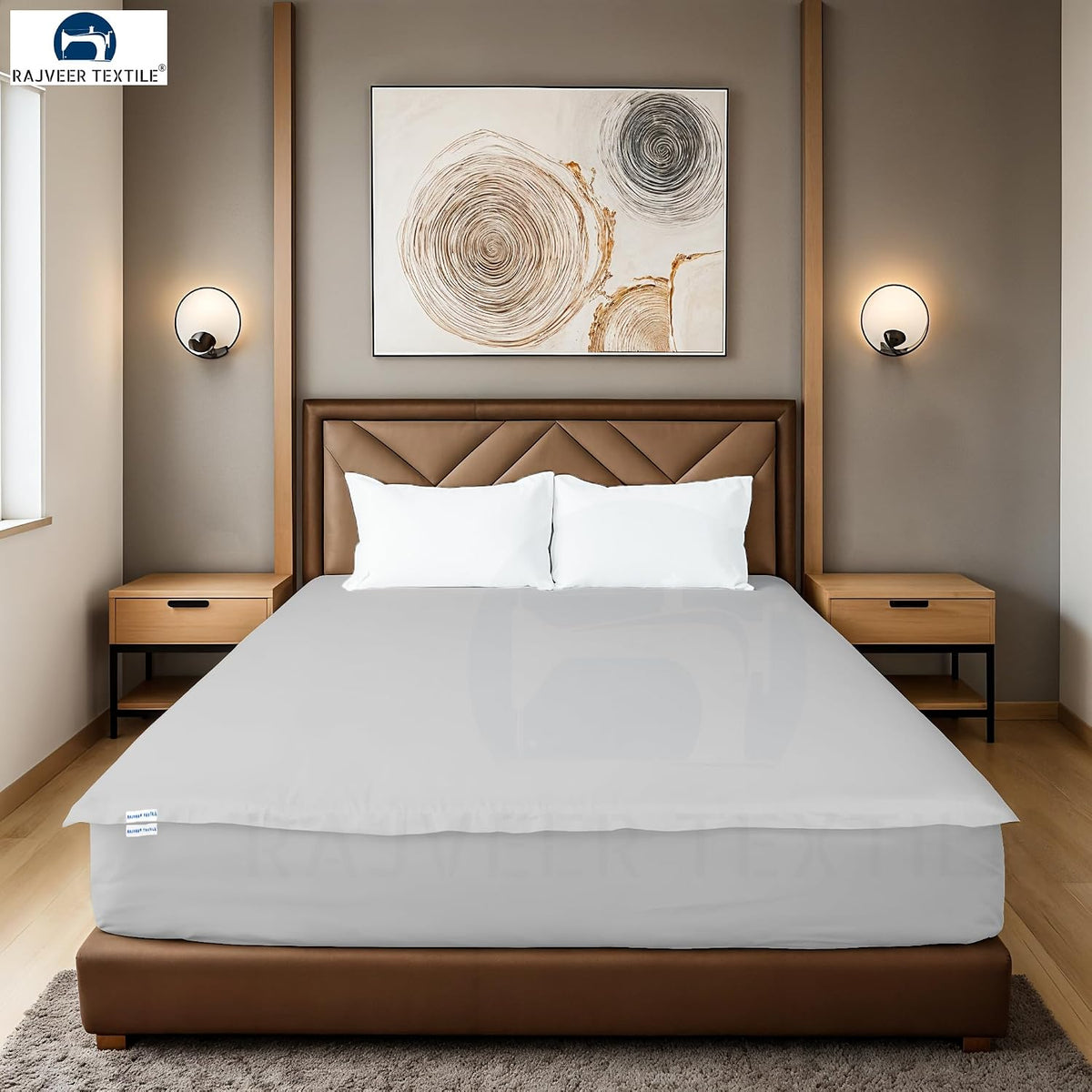 Zip On Fitted Sheet - Includes 1 Fitted Base + 2 Zip Sheet - Easy to Change, Won't Pop Off Full Sheet- 600 TC Cotton Fitted Sheet- 18' Deep Pocket Full Size- Light Grey