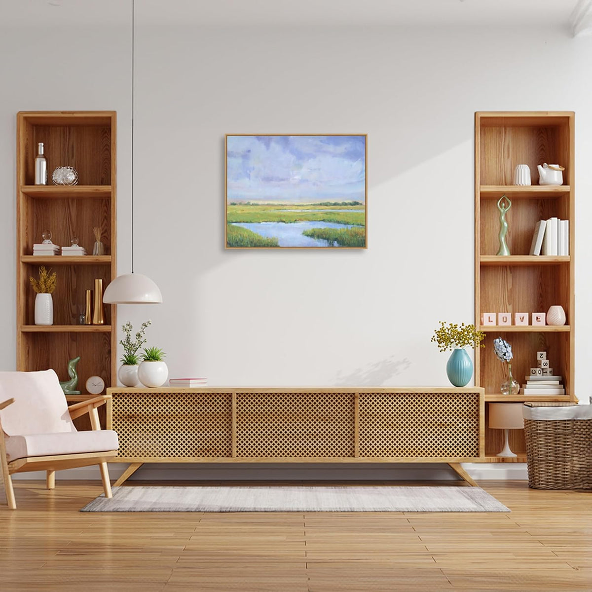 Amanti Art Framed Canvas Wall Art 23x28 Summer Marsh I by Tim O'Toole, Framed Wall Art Canvas, Landscapes Artwork, Modern Decor, Medium Poster Painting for Living Room, Bedroom, Bathroom, Kitchen,