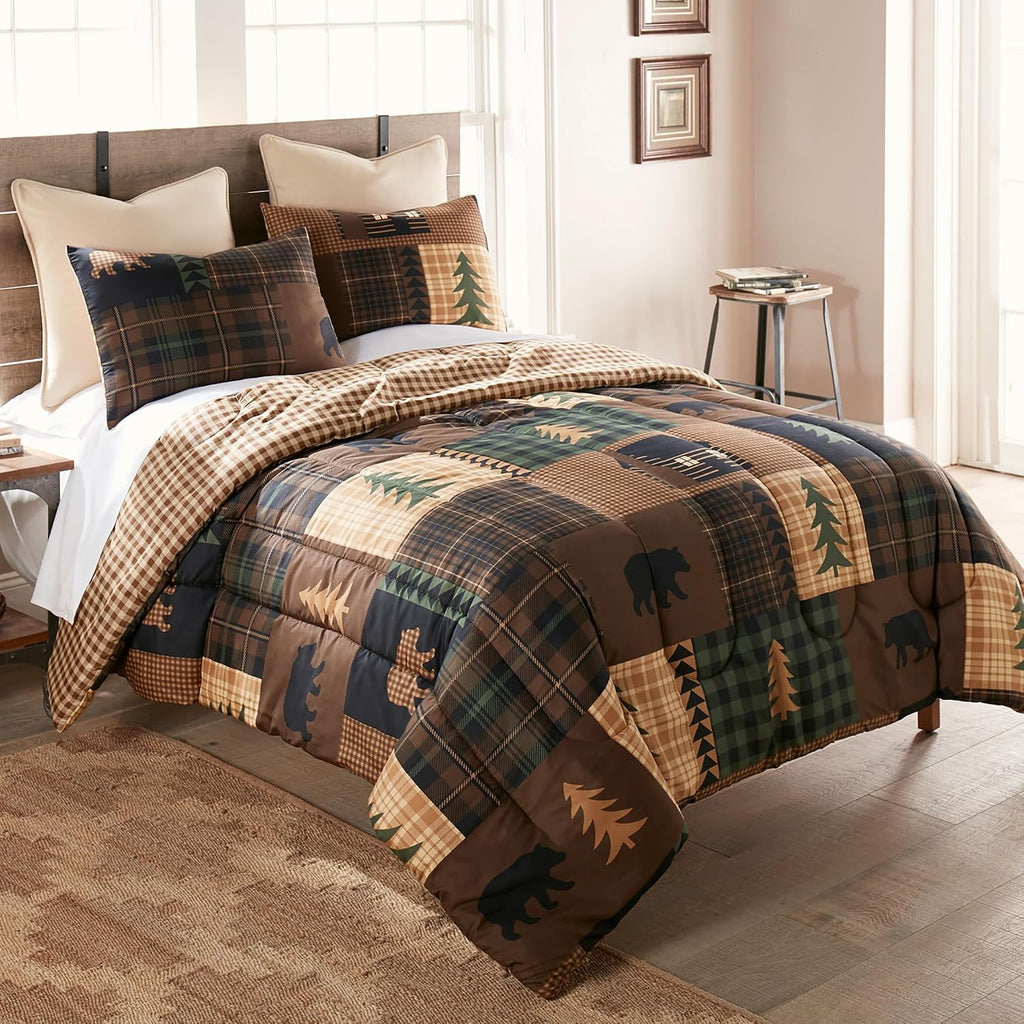 Donna Sharp Brown Bear Cabin-King Comforter Set, Measures 104 x 96, Includes 1 Comforter and 2 King Shams, Machine Washable