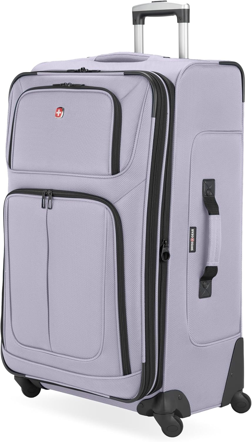 SWISSGEAR Sion Softside Expandable Spinner Luggage Durable Lightweight Travel Suitcase, Evening Haze, Checked-Large