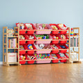 SpaceAid Toy Storage Organizer with 6 Shelves and 20 Bins, Toy Organizers Storage Bookshelf, Kids Bin Shelf Toys Box Bookcase for Bedroom Playroom Organization Room Decor, Red and Pink