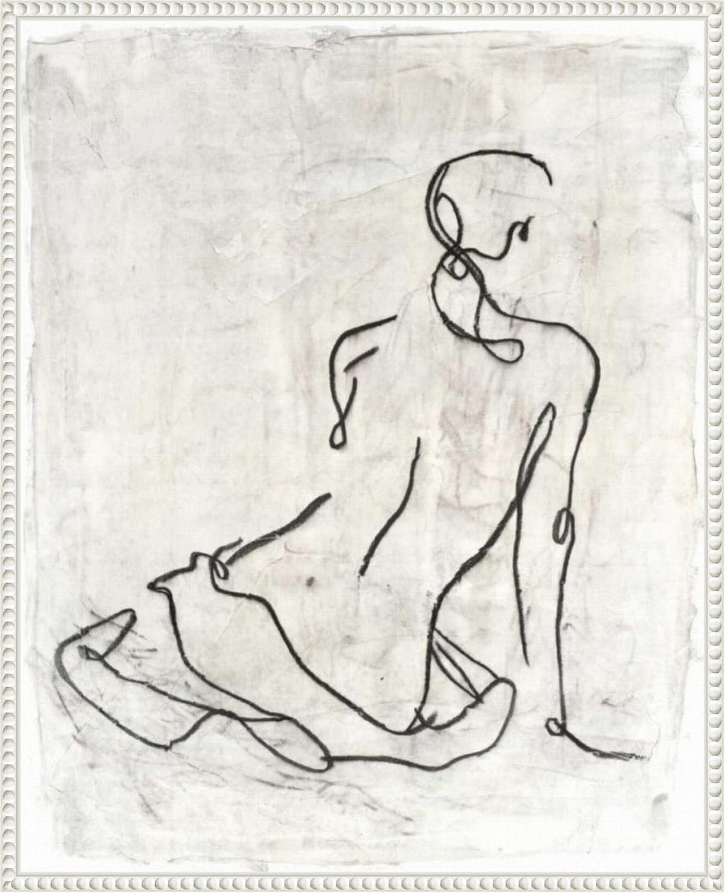 Amanti Art Framed Canvas Wall Art 28x23 Embellished Gestural Contour I (Nude) by Ethan Harper, Framed Wall Art Canvas, People Artwork, Traditional Decor, Medium Poster Painting for Living Room,