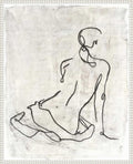 Amanti Art Framed Canvas Wall Art 28x23 Embellished Gestural Contour I (Nude) by Ethan Harper, Framed Wall Art Canvas, People Artwork, Traditional Decor, Medium Poster Painting for Living Room,