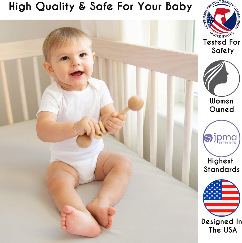 Sweet Jojo Designs 4-Piece Baby Crib Bedding Set (Boho Chic Sun Cotton) for Boys or Girls, Infants/Nursery incl. Blanket, Fitted Sheet, Skirt, Diaper Stacker (Neutral, Modern Farmhouse, Ivory, Shabby)