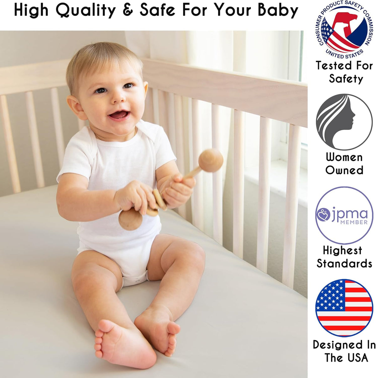 Sweet Jojo Designs 4-Piece Baby Crib Bedding Set (Boho Chic Sun Cotton) for Boys or Girls, Infants/Nursery incl. Blanket, Fitted Sheet, Skirt, Diaper Stacker (Neutral, Modern Farmhouse, Ivory, Shabby)