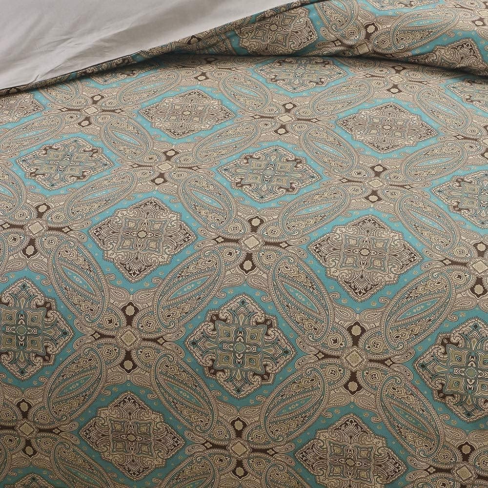 Brandream Luxury Hotel Classy Paisley Regal Themed Duvet Cover Set 100% Cotton Sateen, Inside Ties, Comfortable, Soft Durable, 3pc 800-Thread-Count Bedding Set with Button Closure Taupe King Size