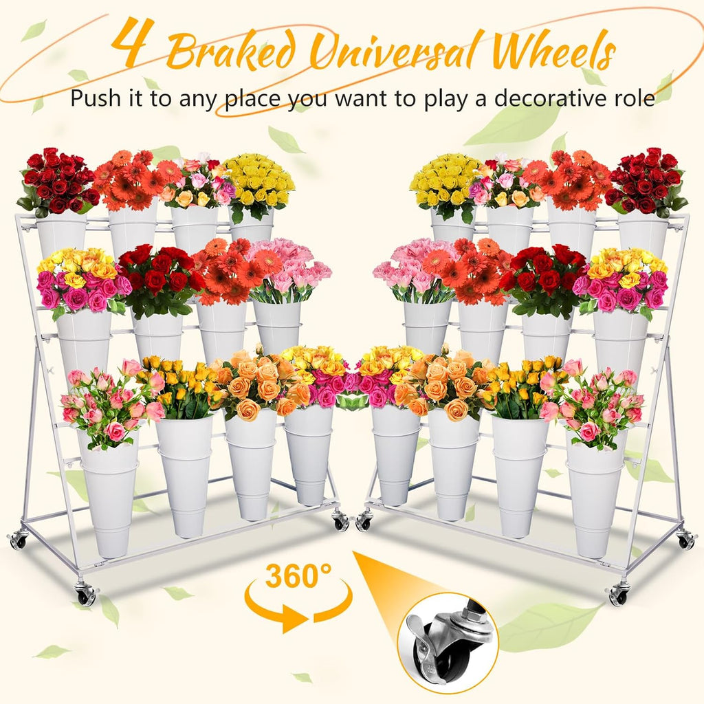 Flower Display Stand with 12 Buckets