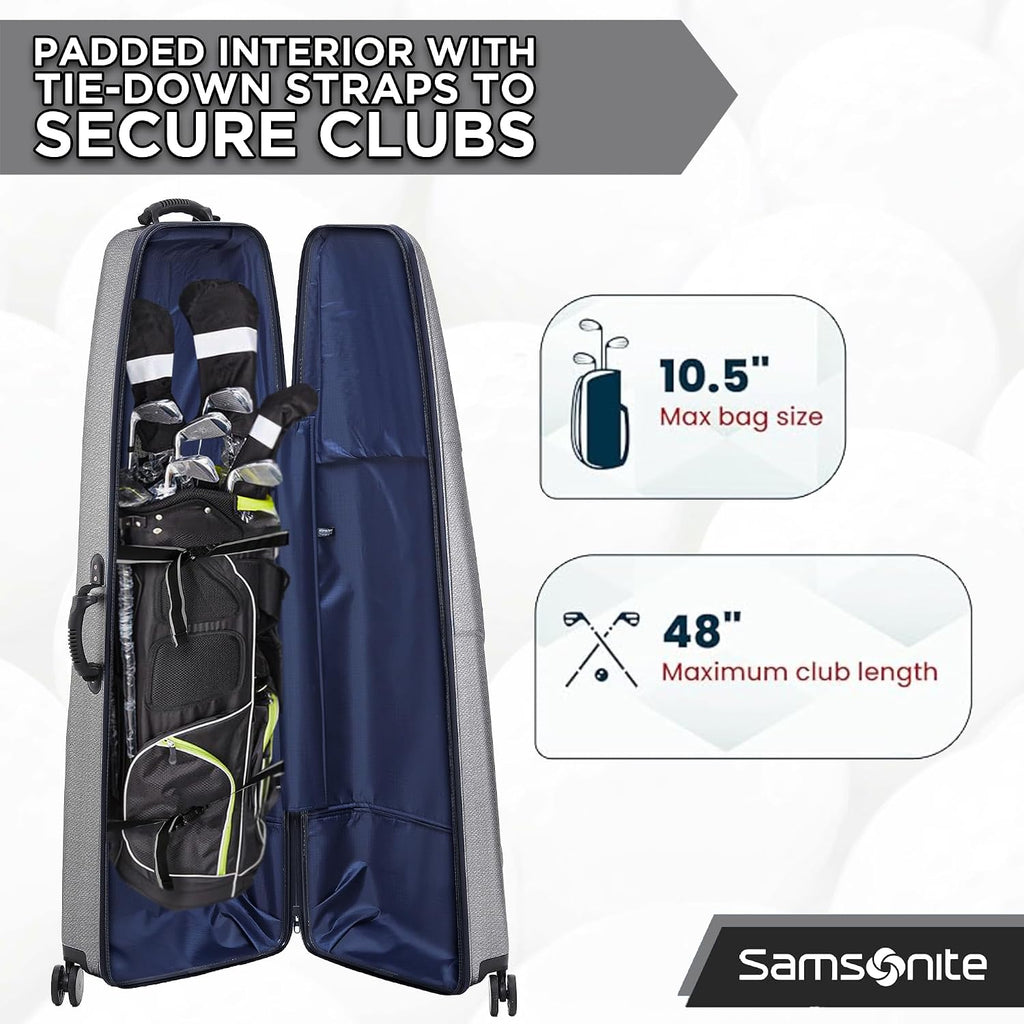 Samsonite Tour Deluxe Golf Hard Case Golf Travel Bag, Lightweight & Durable ABS Shell, 360 Degree Multi-Directional Wheels