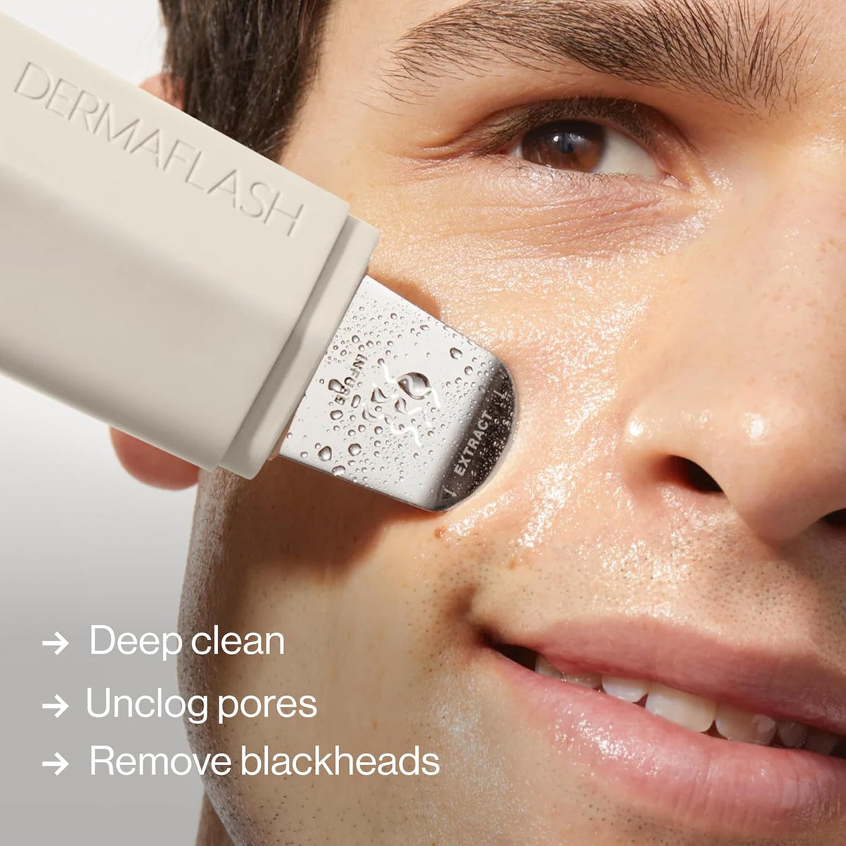 DERMAFLASH DERMAPORE+ Skin Care Device, Ultrasonic 2-in-1 Pore Extractor and Skincare Infuser, Stone
