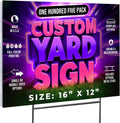 105 Pack, 16x12' Custom Yard Signs with Stakes, Personalized Double Sided Yard Signs Customizable Business Sign, Corrugated Lawn Sign for Outdoor
