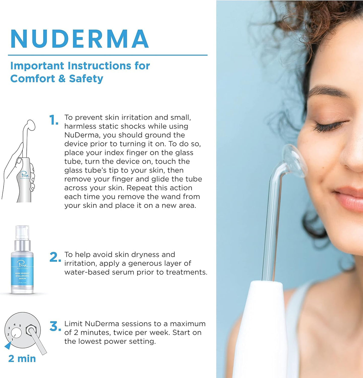 Pure Daily Care NuDerma Clinical Portable Skin Therapy Wand, Machine with 6 Fusion Neon + Argon Wands – Anti Aging - Clarifying - Skin Tightening & Radiance - Wrinkle Reducing (Pack of 2)