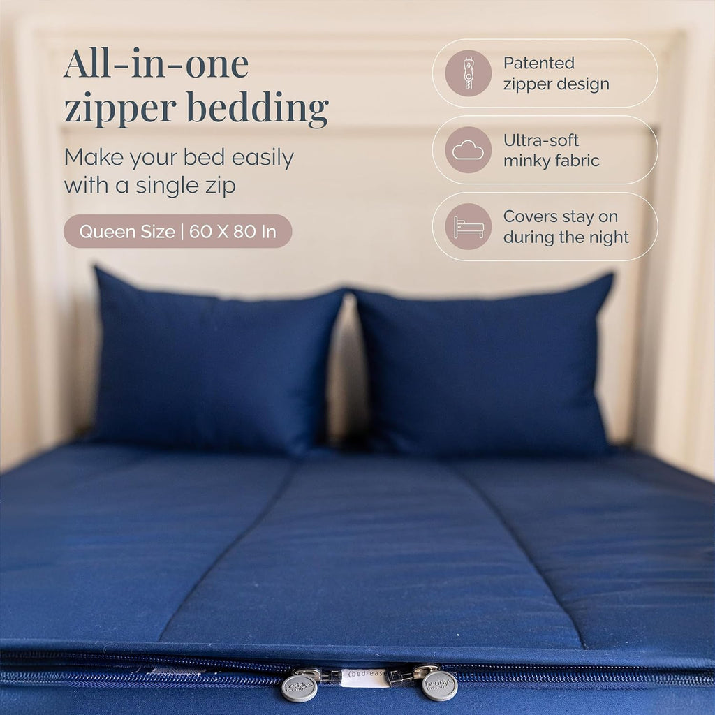 Beddy's All in One Bed in a Bag Zipper Bedding Set, Bottom Sheet, Cuddle Blanket, Comforter, Pillowcase(s) & Sham(s), Minky Interior Sheets with Comforter, Zip Bedding for Dorms, Bunks, Kids & Adults