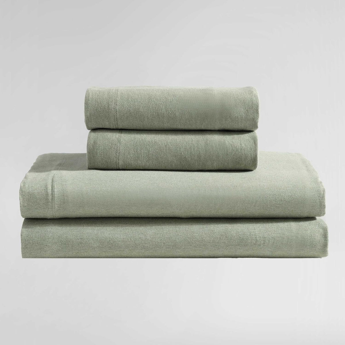 Calvin Klein - Queen Size Sheets Set, Naturally Soft Cotton-Blend Melange Jersey Bedding - Bed Sheets with Matching Pillowcases & Fitted Sheet (Modern Cotton Green)