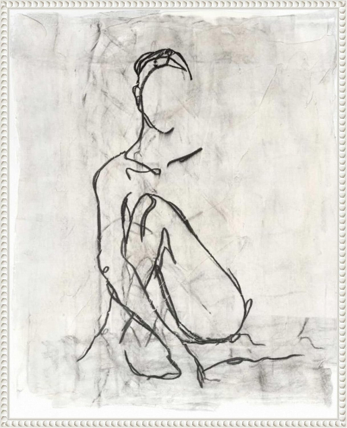 Amanti Art Framed Canvas Wall Art 28x23 Embellished Nude Contour Sketch II by Ethan Harper, Framed Wall Art Canvas, Abstract Artwork, Traditional Decor, Medium Poster Painting for Living Room,