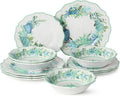 Sea Glass 12 Pc. MELAMINE DINNERWARE SET, SERVICEfor 4, coastal mix‑and‑match plates and bowls with ocean motifs, ideal for indoor outdoor dining, beach homes, patios, poolside meals