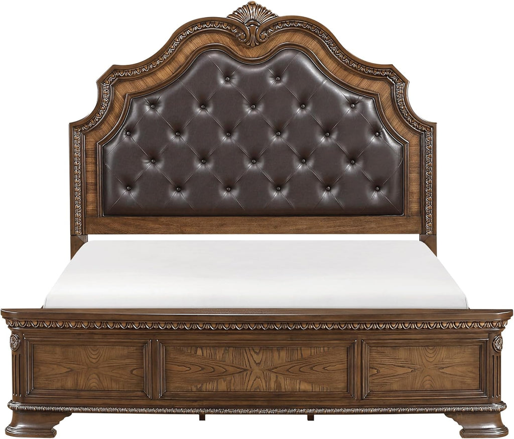 New Traditional 3pc Bedroom Set King Size Bed and Two Nightstands Dark Brown Finish Formal Design Wooden Furniture