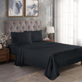 Superior Modal from Beechwood 300 Thread Bed Sheet Set, 1 Elastic Deep Pocket Fitted Sheet, 1 Flat Sheet, 1 Pillowcase, Soft Cool Sheets, Sateen Weave, Bedding Essentials, Twin XL, Black