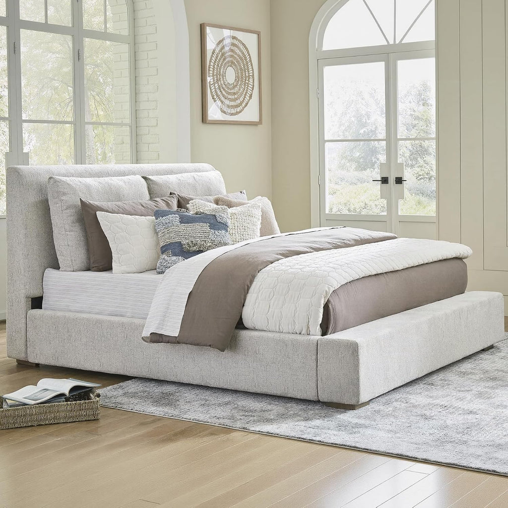 Signature Design by Ashley Cabalynn Casual California King Upholstered Bed, Foundation or Box Spring Needed, Light Brown