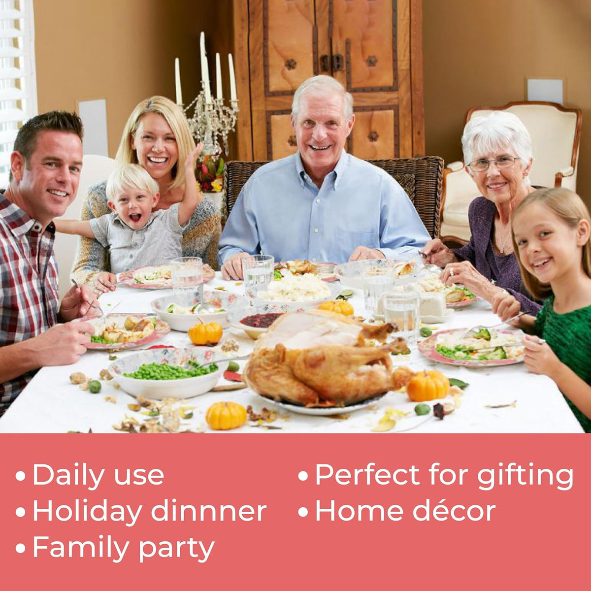 Tudor Royal 16-Piece Porcelain Round Dinnerware Set, Service for 4, Crimson Design, Summer Floral, Plates Bowls Mugs Dishes, Glossy, Premium Quality Tableware, Unique Pattern