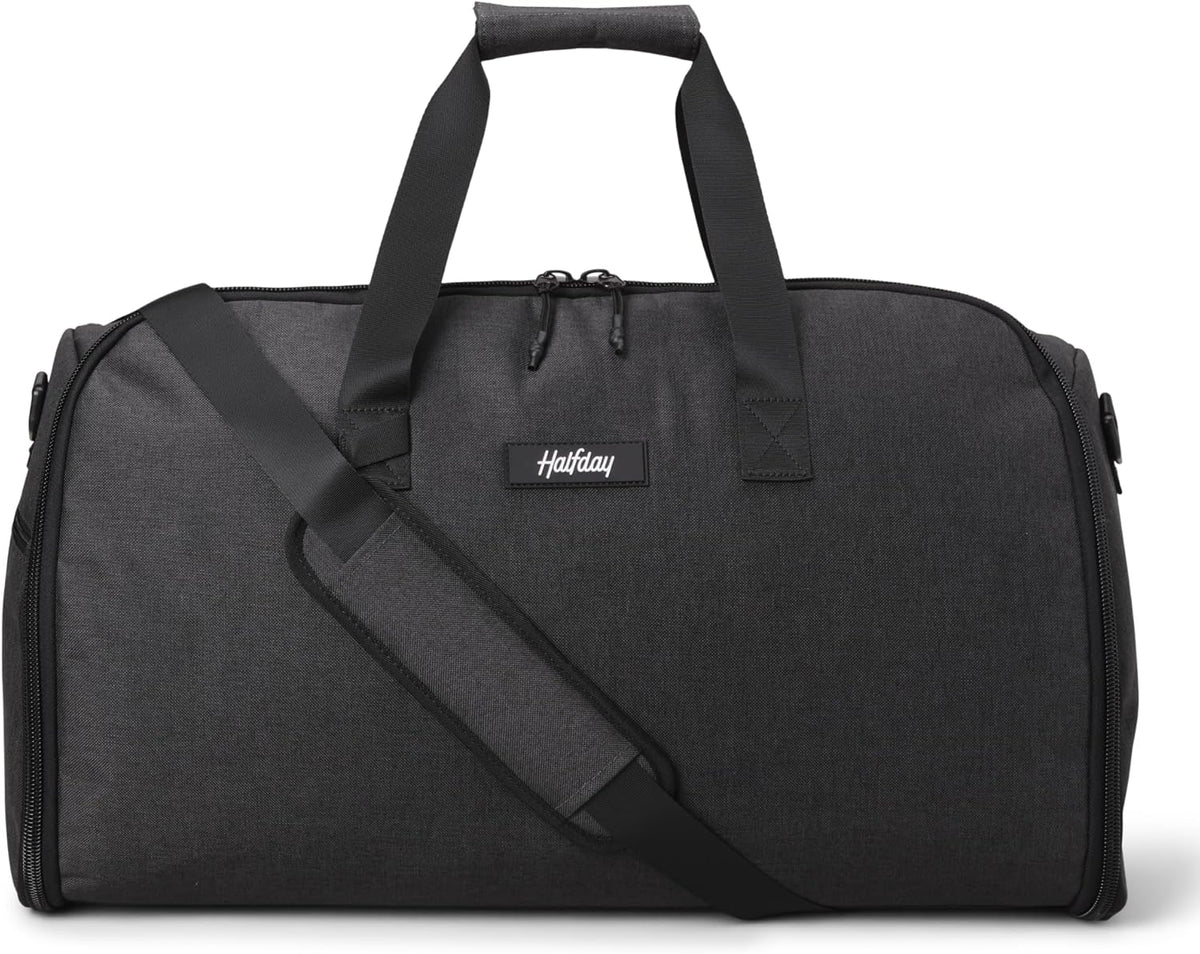 Halfday Convertible 2-in-1 Garment Duffel Weekender Bag 45L: Wrinkle-Free Travel (Hanging Suit Compartment, Shoe Pockets, Trolley Sleeve), Durable & Water-Resistant Carry-on, Shadow