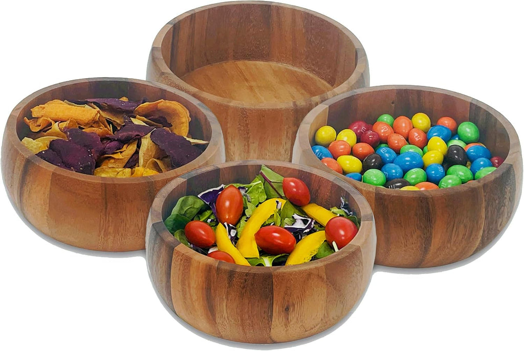 Woodard & Charles Acacia Wood Large Individual Salad Bowls, 6 1/2' x 2 1/2', ★★PACK OF 48 BOWLS★★
