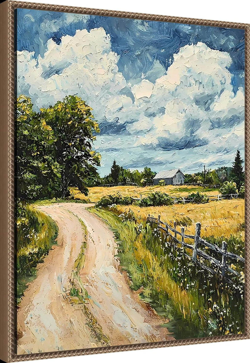 Amanti Art Framed Canvas Wall Art 28x23 Impasto Rural Path by Walker Noble, Framed Wall Art Canvas, Landscapes Artwork, Traditional Decor, Medium Poster Painting for Living Room, Bedroom, Bathroom,