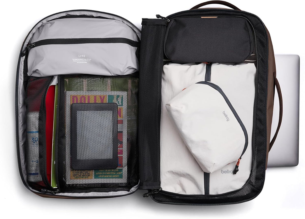 Bellroy Lite Travel Pack 30L (carry-on backpack, travel backpack for international travelers, with laptop pocket, interior packing cells and tuck-away shoulder straps) - RiverRock