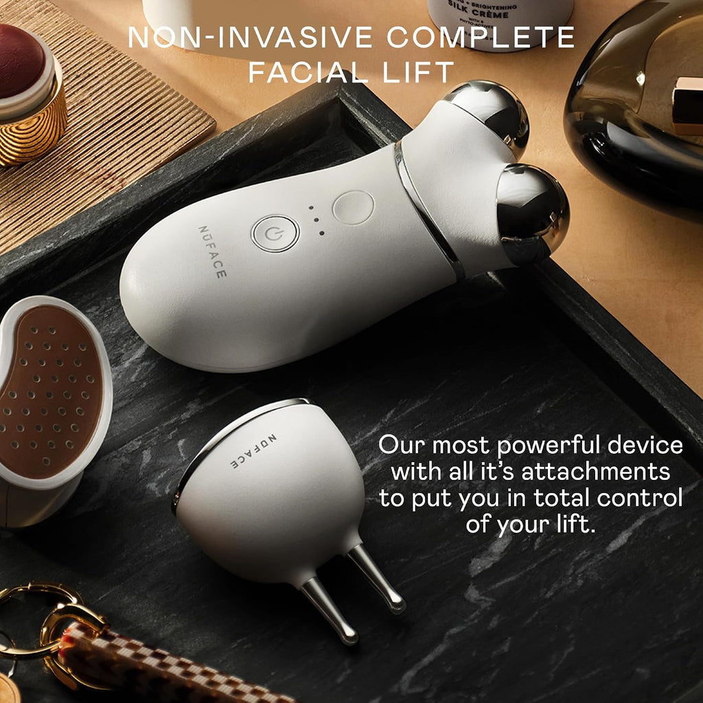 NUFACE Trinity+ Skin Tightening & Face Lift Device - Microcurrent Facial Sculpting Tool to Contour Jawline & Neck, 3 Frequencies, Supports Lymphatic Drainage + Activator Gel, White
