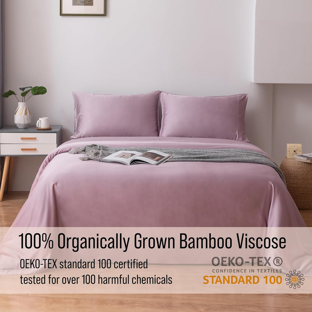 Bella Coterie Luxury Bamboo Viscose King Size Sheet Set | 100% Organically Grown | Ultra Soft | Cooling for Hot Sleepers | 18' Deep Pocket [Lilac]
