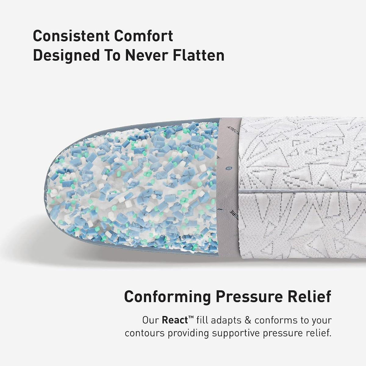 Bedgear Storm Cuddle Curve Performance Pillow - Size 0.0 - Cooling Bed Pillow for Side Sleepers - Medium Firmness- Washable and Removable Cover - 20' W x 26' L