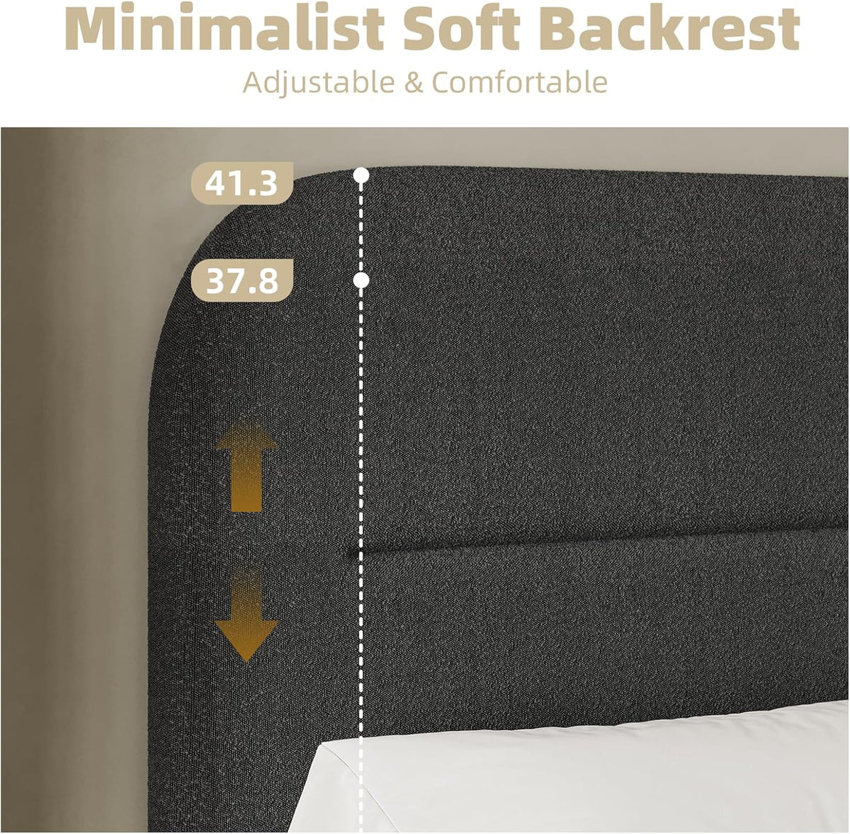 HOMBCK King Size Boucle Bed Frame, Upholstered Cloud Bed Frame with Headboard, Soft Platform Bed Frame with Thickened Footboard, Rounded Corners, No Box Spring Required, Easy Assembly, Black