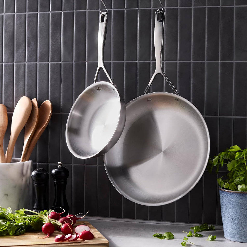 Demeyere Essential 5-ply 2-pc Stainless Steel Fry Pan Set, 8' and 11', Compatible on all Stovetops, Made in Belgium