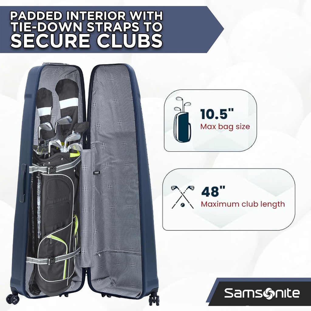 Samsonite Tour Pro Golf Travel Bags for Airlines, Hard Shell Golf Travel Case with Durable ABS, 360° Multi-Directional Shark Wheels, Lightweight Golf Club Travel Bag