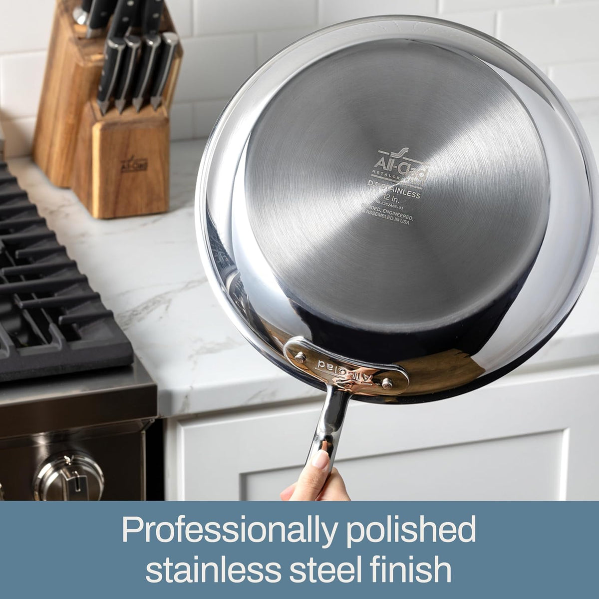 All-Clad D3® Stainless Steel 12 inch Frying Pan- Made in the USA- The Original Bonded Professional Cookware- Oven Safe & Induction Compatible