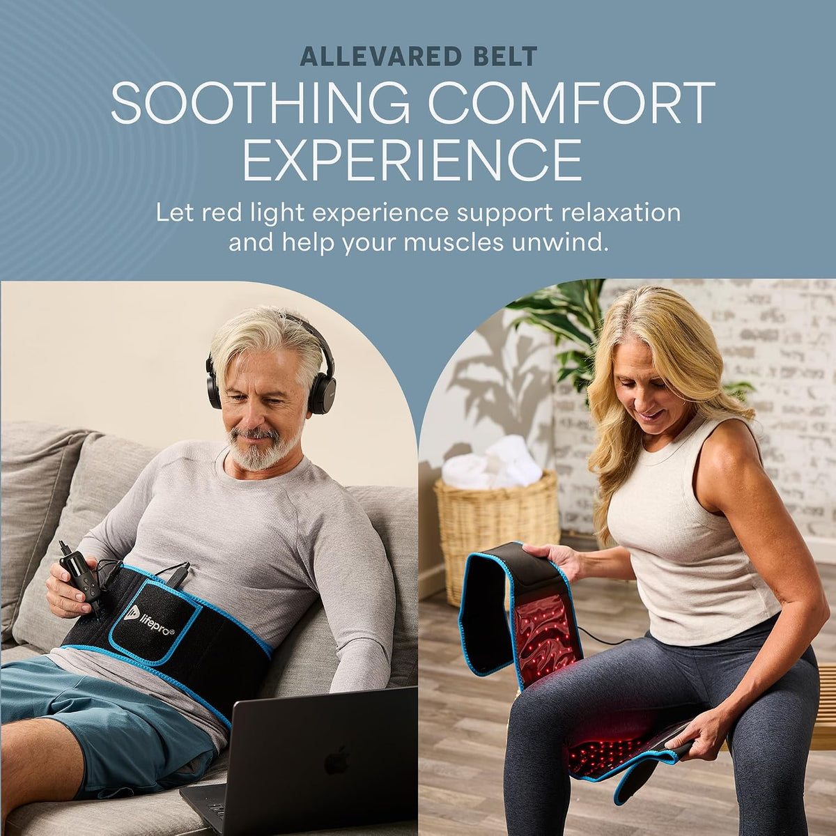 Lifepro Red Light Therapy Belt – Infrared Red Light Therapy for Body, Back Pain and Shoulder - 660nm & 850nm Near Infrared Heating Pad – Adjustable & Portable for Wellness & Relaxation