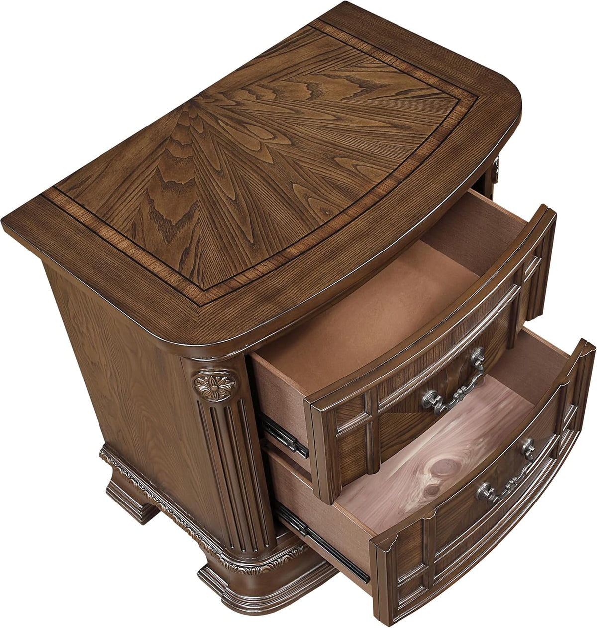 New Traditional 3pc Bedroom Set King Size Bed and Two Nightstands Dark Brown Finish Formal Design Wooden Furniture