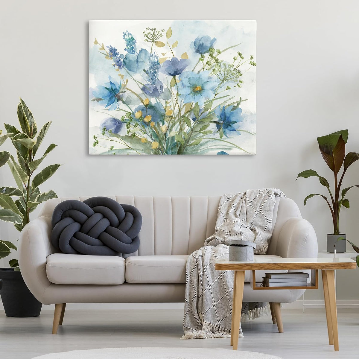 Stupell Industries Blue Toned Wild Flowers Canvas Wall Art Design by Nan, 48 x 36