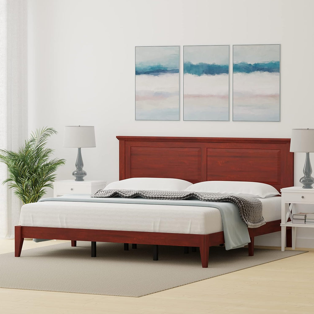 Glenwillow Home Cottage Style Solid Wood Platform Bed in King - Classic Cherry