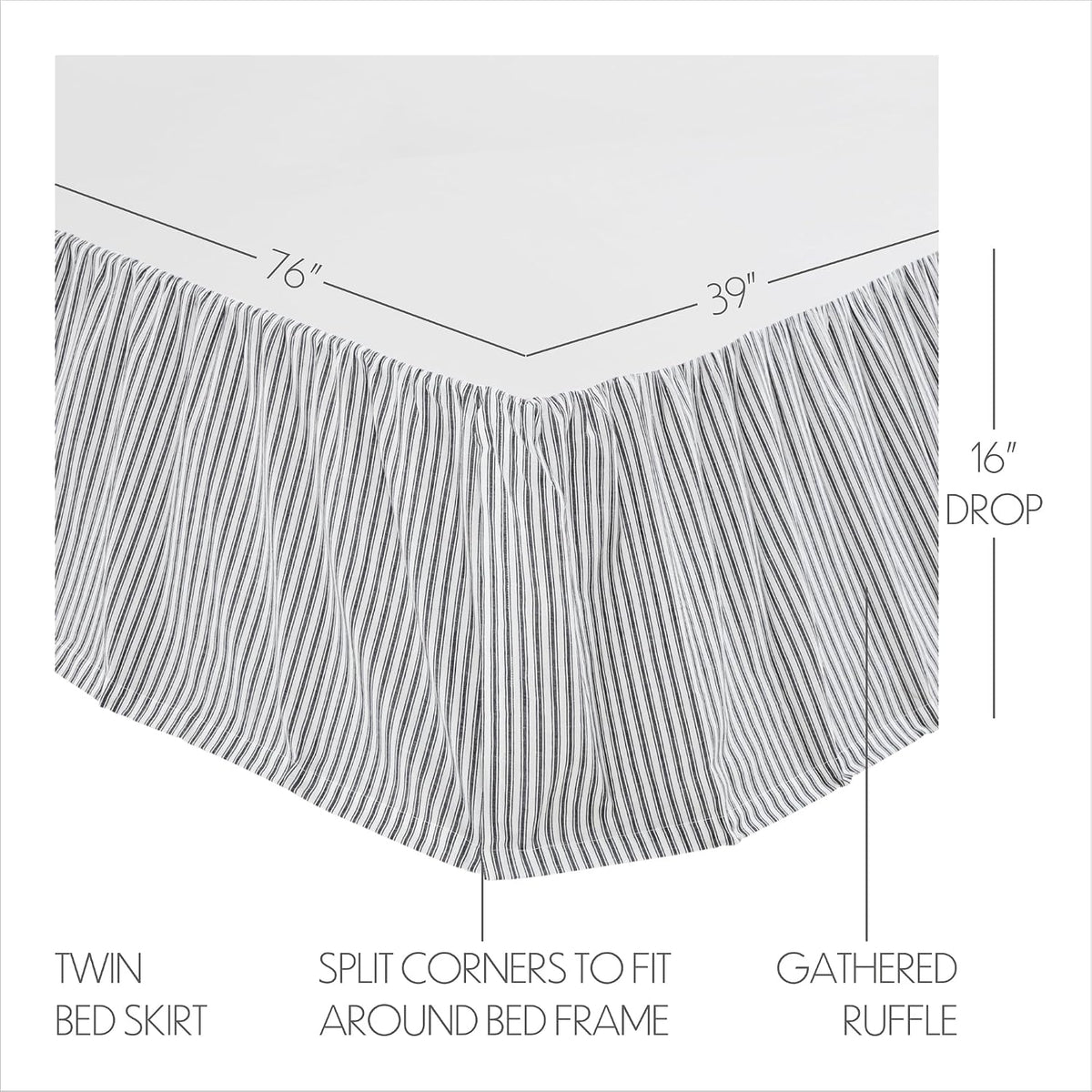 VHC Brands Sawyer Mill Black 8 Piece Twin Quilt Set (1 Quilt, 2 Standard Shams, 2 Standard Pillowcase, 2 Euro Shams, 1 Twin Bed Skirt)