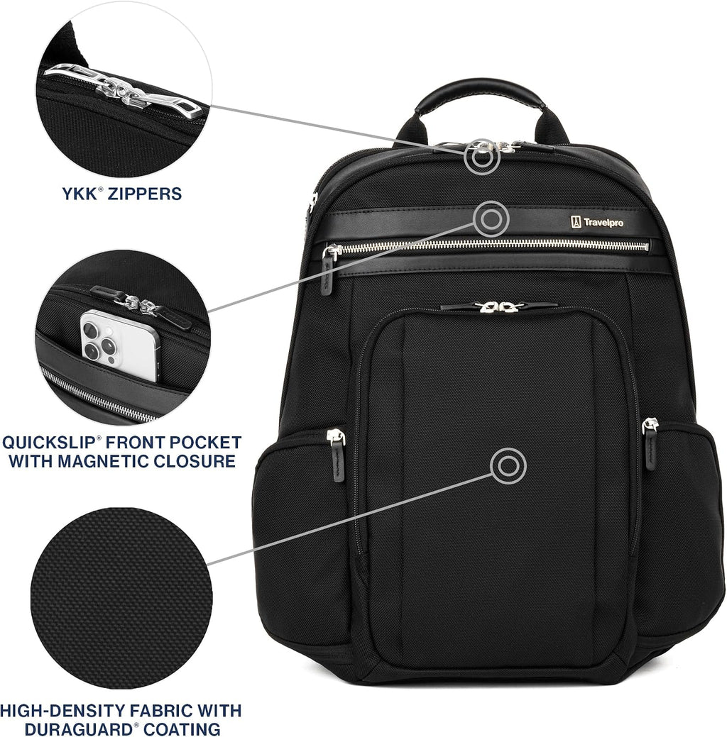 Travelpro Platinum Elite Business Laptop Travel Backpack, Fits up to 16 Inch Laptop, Water Resistant, Men and Women, Black