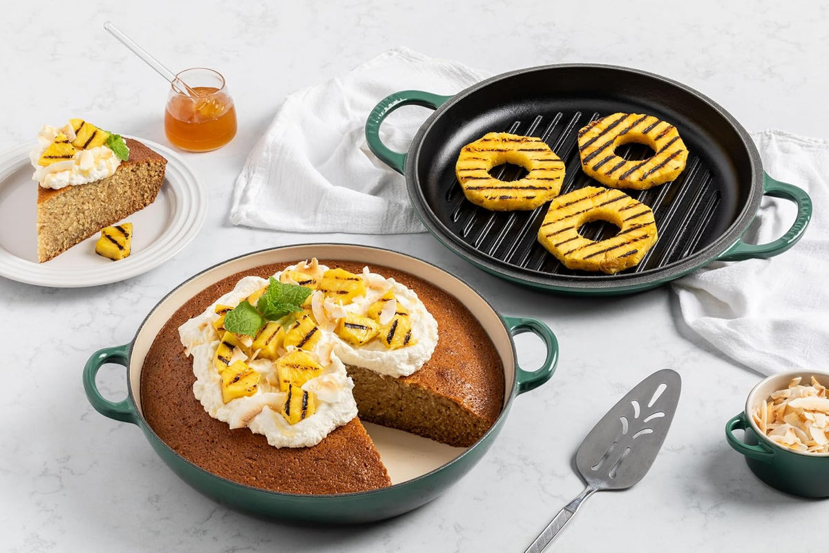 Le Creuset Enameled Cast Iron Multifunction Braiser with Grill Pan Lid, 3.5 qt., Meringue