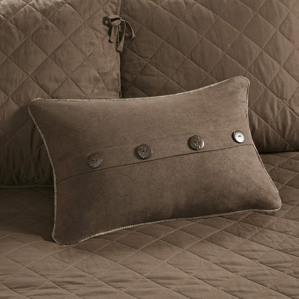 Madison Park Daybed Cover Set - Trendy Design, All Season Luxury Bedding with Bedskirt, Matching Shams, Decorative Pillow, Diamond Quilted Faux Suede Reversible Brown 75'x39' 6 Piece