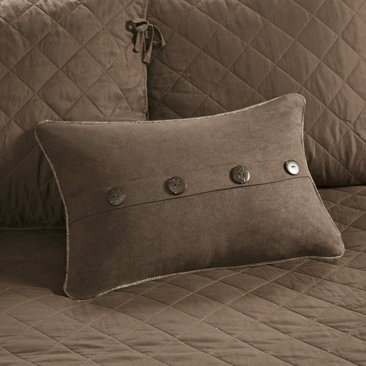 Madison Park Daybed Cover Set - Trendy Design, All Season Luxury Bedding with Bedskirt, Matching Shams, Decorative Pillow, Diamond Quilted Faux Suede Reversible Brown 75'x39' 6 Piece