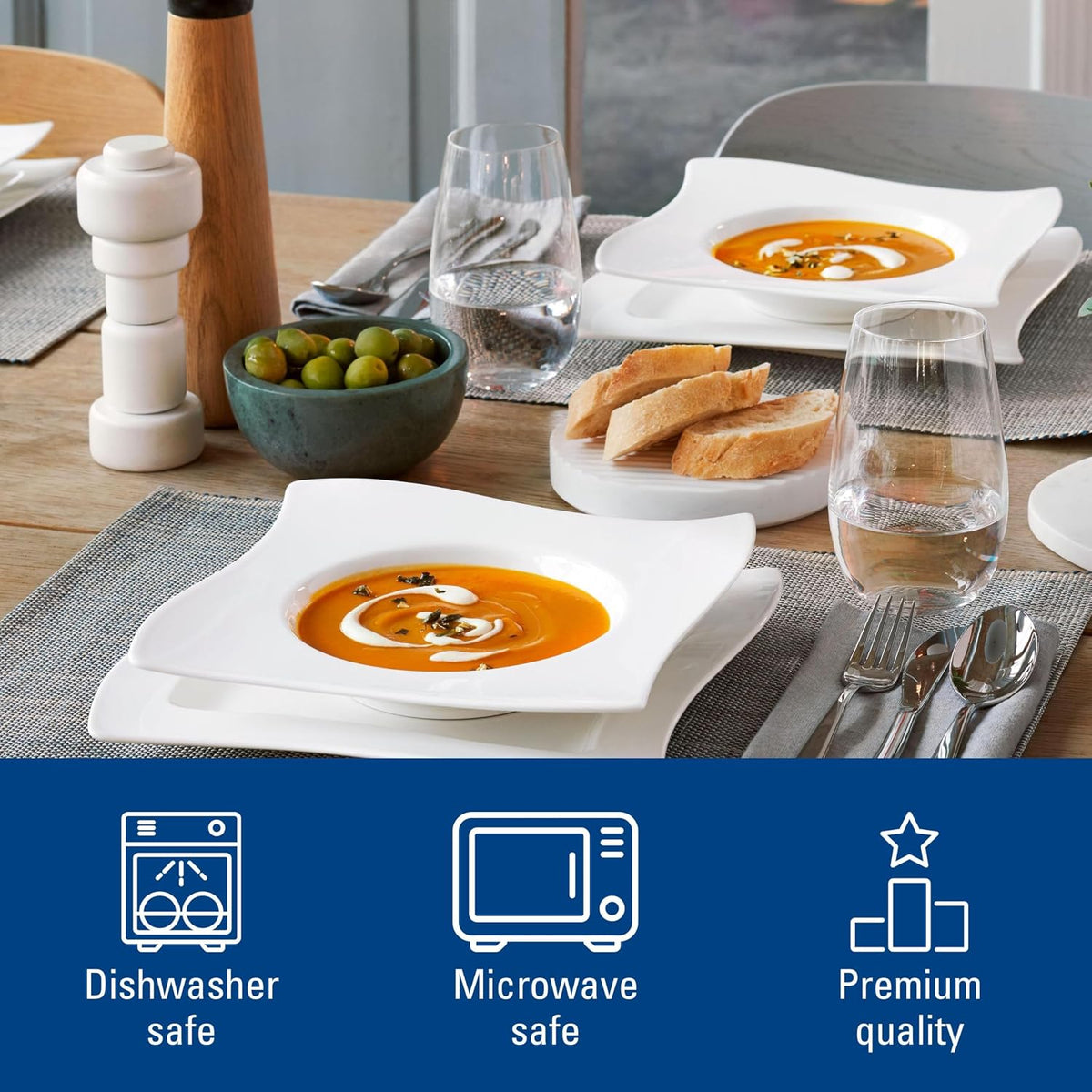 Villeroy & Boch NewWave 30-Piece Basic Dinnerware Set, White