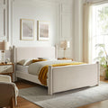 Modway Rael Full Platform Bed Frame with Upholstered Headboard and Footboard in Alabaster – Stain-Resistant Performance Velvet Full Size Bed with Rounded Posts