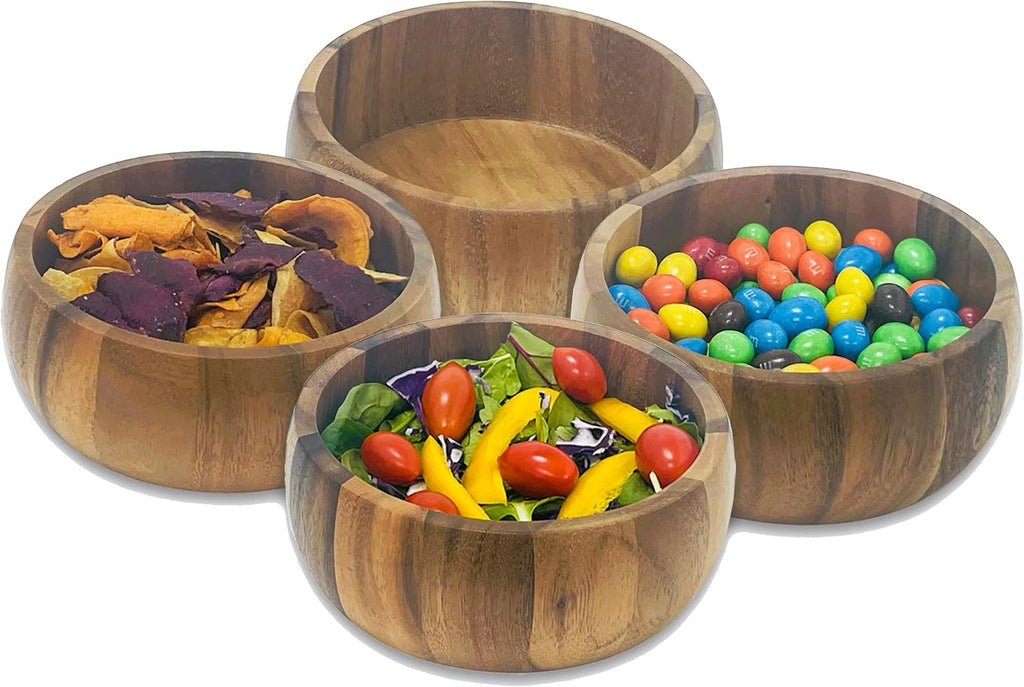 Woodard & Charles Acacia Wood Large Individual Salad Bowls, 6 1/2' x 2 1/2', ★★PACK OF 24 BOWLS★★